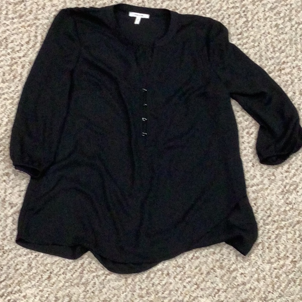 Maurices Black 3/4 Sleeve Blouse with Mandarin Collar